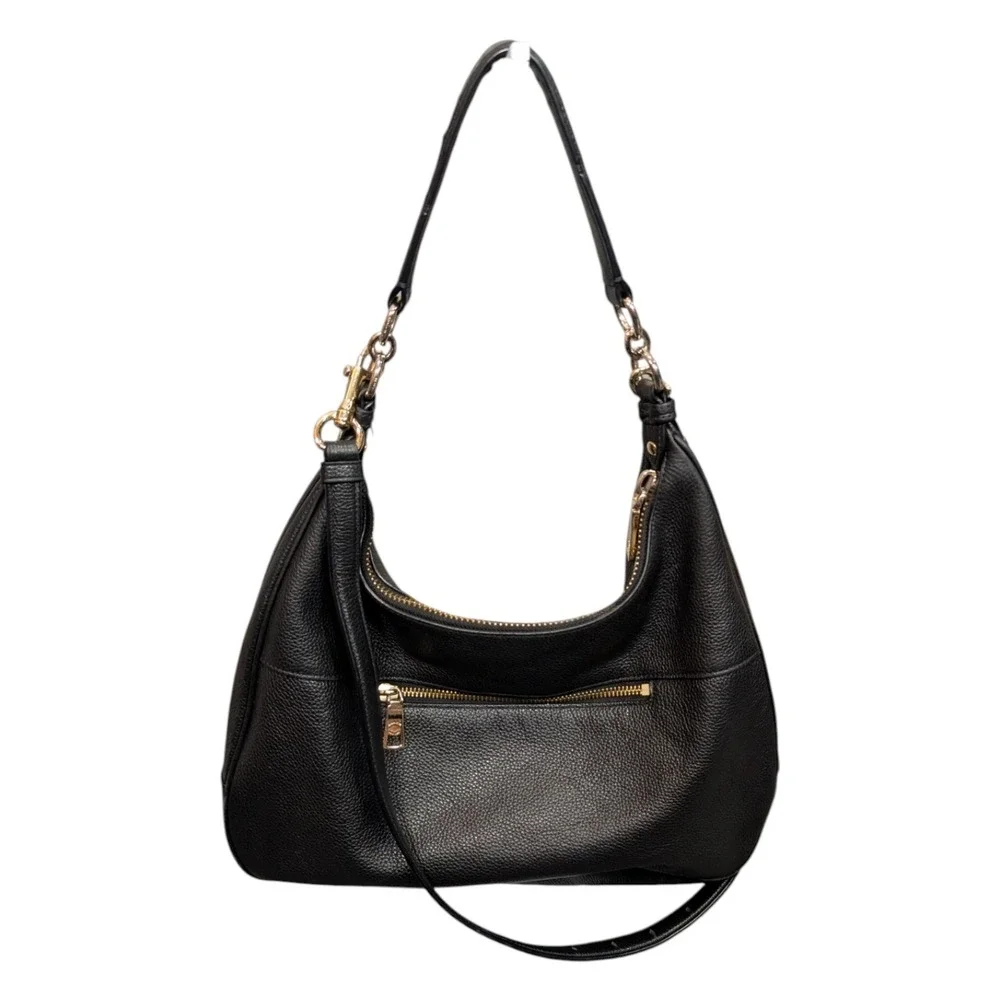 Coach Lexy Black Pebbled Leather Shoulder Bag Crossbody F38259 Gold Hardware